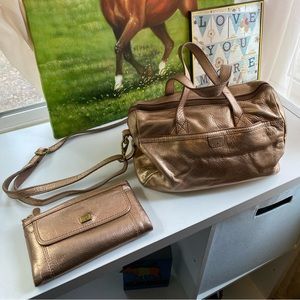 Rose Gold Colored Fossil Purse and Wallet